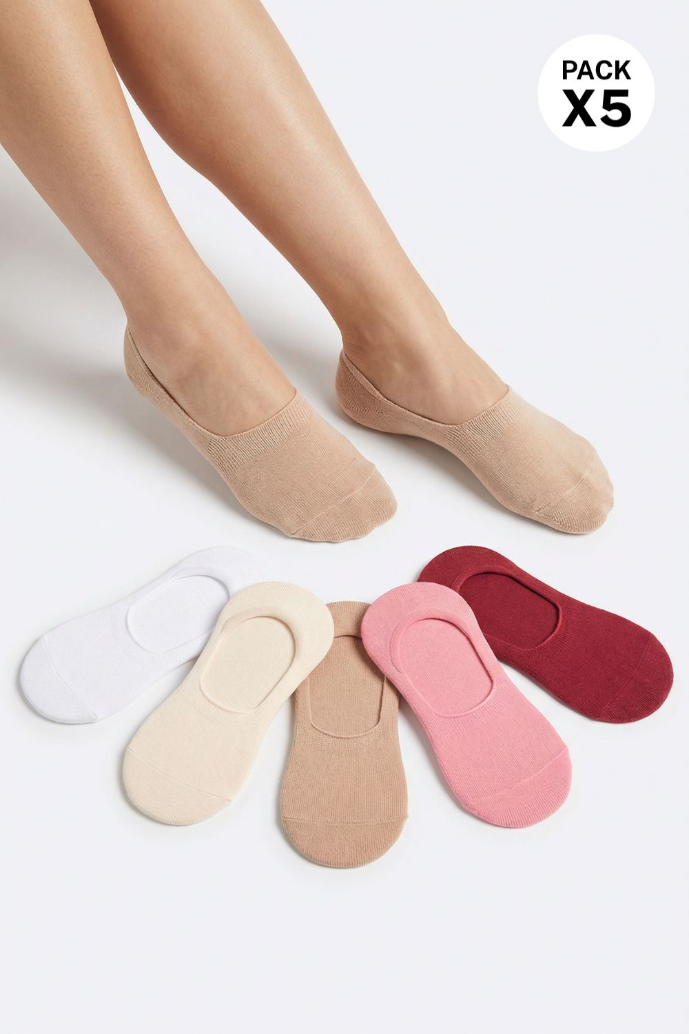 Medias tipo talonera elaborada en algodón x5 uidades